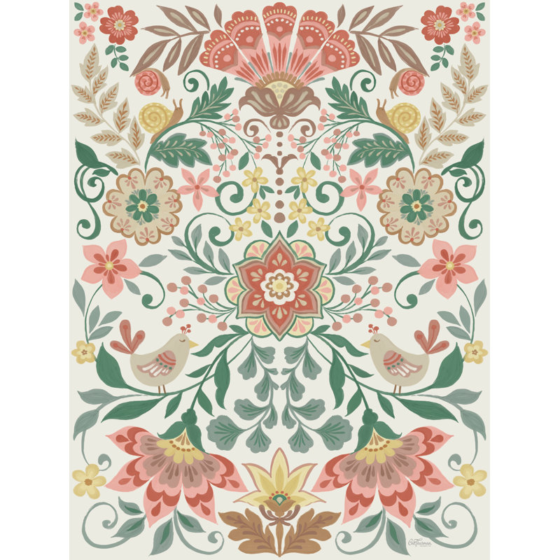 Folk Floral par Cat Thurman Designs, Sans cadre, toile, Pas de tapis, H 24 po x l 18 po