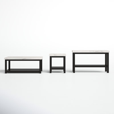 Benniton 3 - Piece Marble Top Living Room Table Set