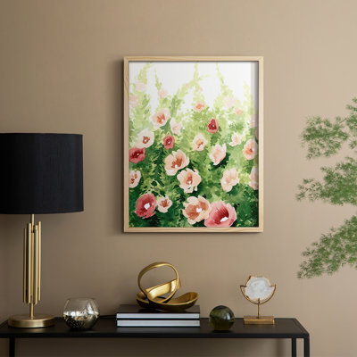 Sunlit Flora I, reproduction encadrée - bois massif