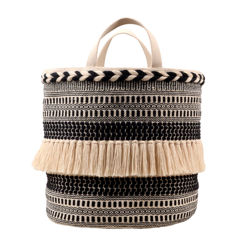 Panier rond en coton avec poignées 14 po