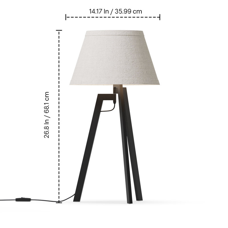 Lampe de table architecturale à trépied 27 po avec abat-jour texturé - éclairage douillet