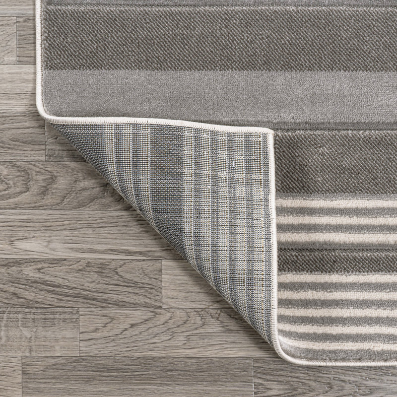 Ascher Machine Woven Polypropylene Area Rug in Grey/Yellow/Cream, Runner 2'2" x 7'10"