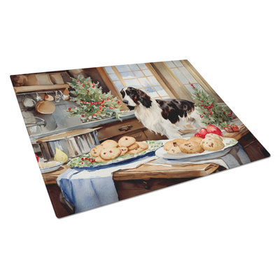 English Cocker Spaniel Christmas Cookies Glass Cutting Board