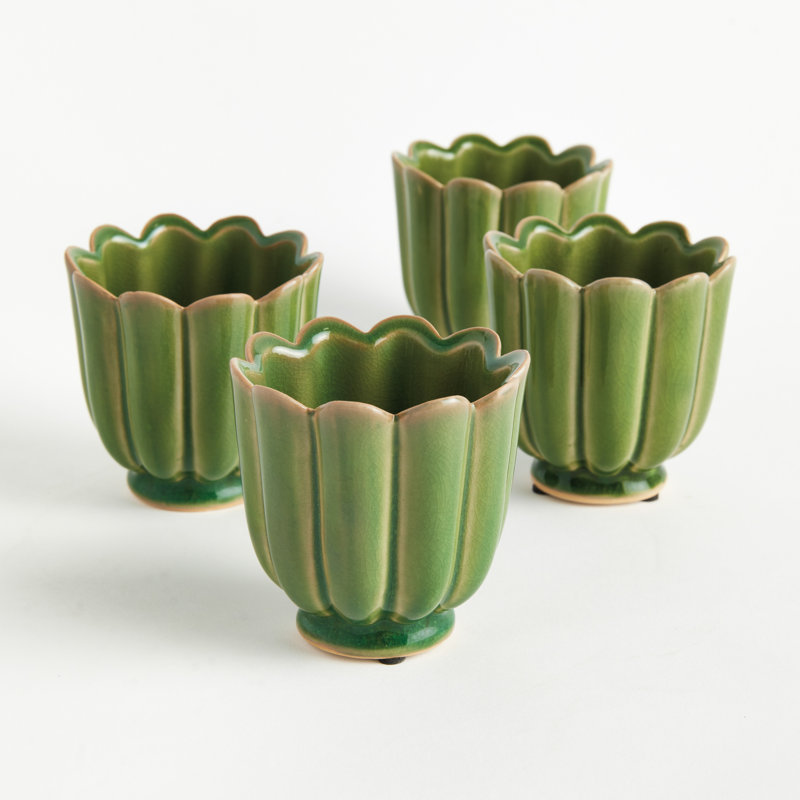 Ensemble de 4 petits pots Freya, Vert