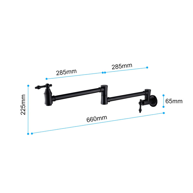 Wall Mount Folding Kitchen Pot Filler Faucet, Matte Black