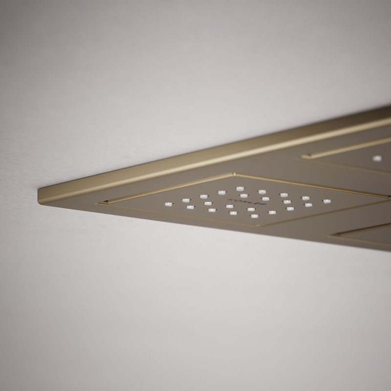 WaterTile Rain Overhead Showering Panel with 4 22-Nozzle Sprayheads, Vibrant Brushed Bronze