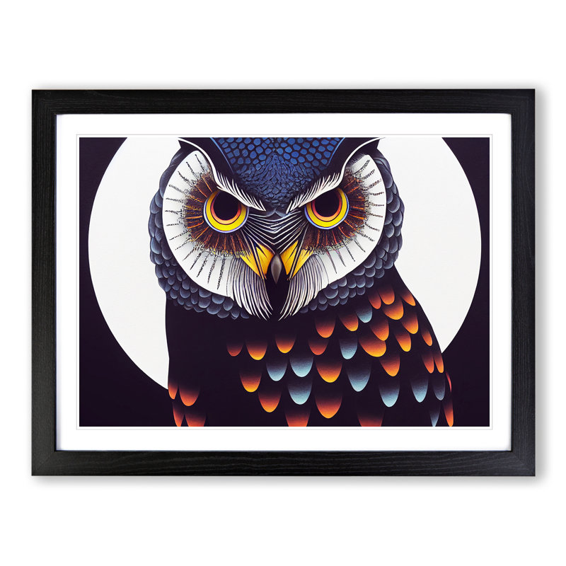 Beguiling Owl - Single Picture Frame Print, Black Framed, 25cm H x 34cm W x 2cm D