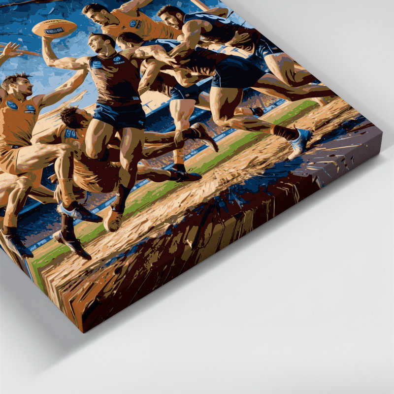 Art sportif sur toile brun, H 12 po x l 12 po