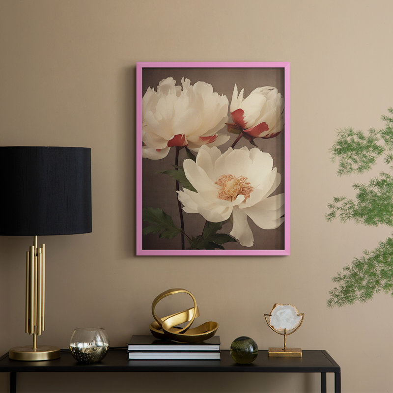 Impression encadrée rétro Vintage Floral Print III - bois massif, H 11 po x l 9 po, Rose