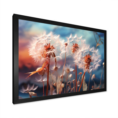 Blue Dandelion Dancing In The Morning III - Floral Wall Art Living Room