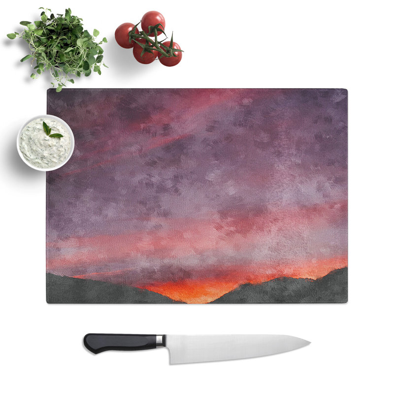 Tempered Glass Setting Sun Chopping Board, 20 cm x 28.5 cm
