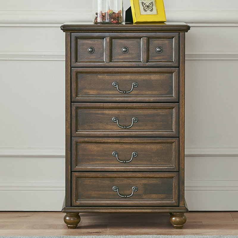 Commode d'appoint style rétro en bois de châtaignier doré