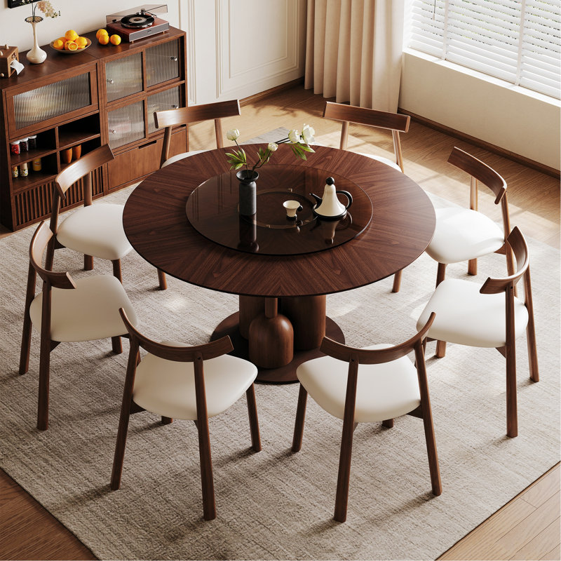 Table ronde avec chaises sans accoudoirs, ensemble de salle à manger pour salon, restaurant, 9 Pieces: Table, 8 Chairs