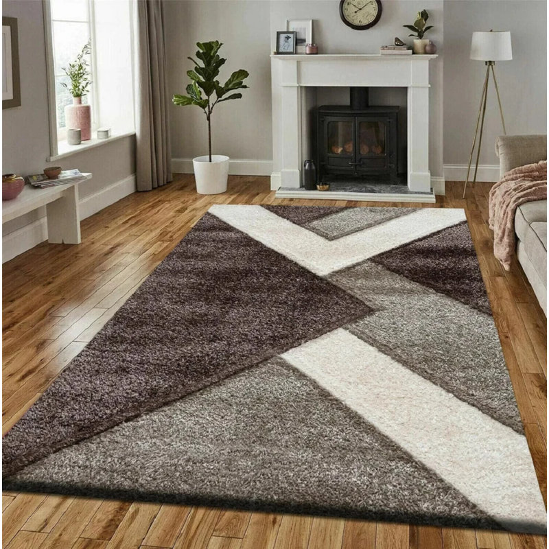 Geometric Indoor / Outdoor Area Rug, Brown, Rectangle 120 x 170 cm