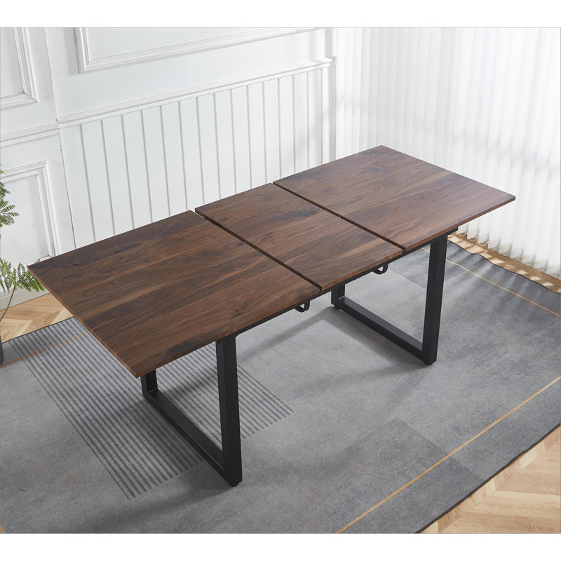 Table de salle à manger extensible, Noir, Noyer, H 29,13 po x l 70,86 po x P 31,49 po