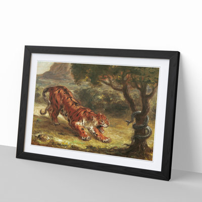 Tiger and Snake by Eugene Delacroix - Picture Frame Painting on MDF