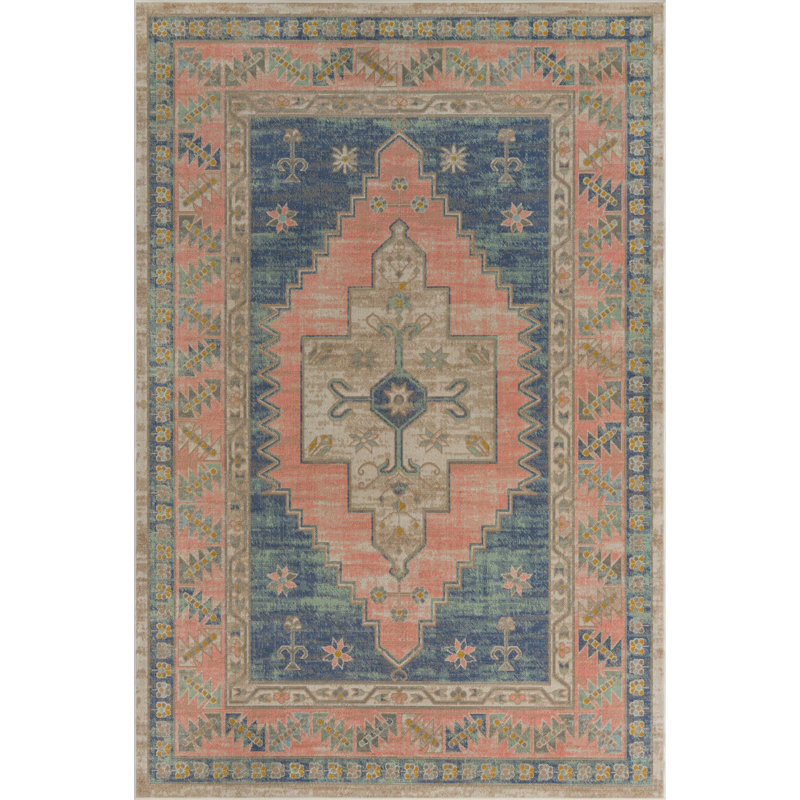 Tapis traditionnel Matthei - couleur rose, Rectangle 6 pi x 9 pi
