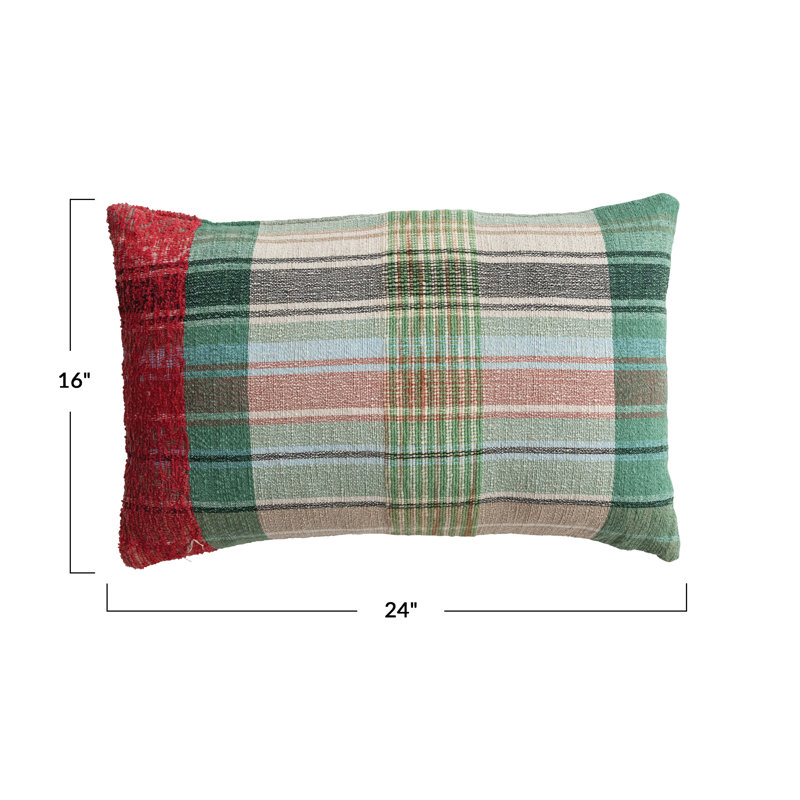 Coussin lombaire tissé et en laine de Nouvelle-Zélande avec broderie