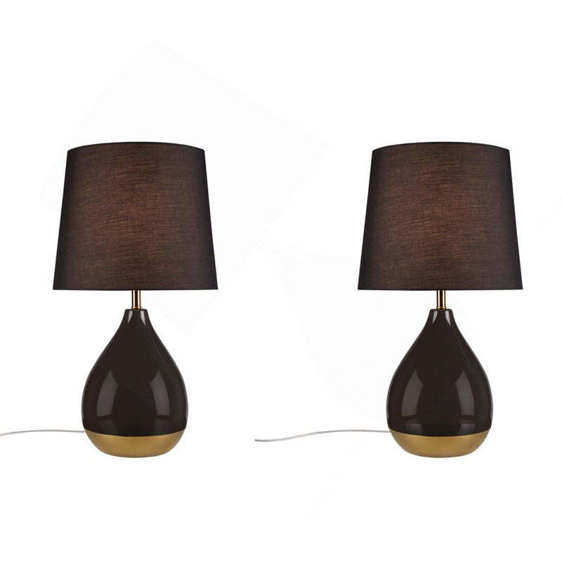 Ensemble de 2 lampes de table en céramique 2 tons noir / doré