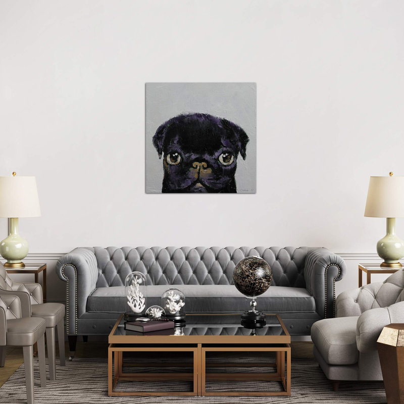 Black Pug by Michael Creese - Wrapped Canvas Painting, 93.98 cm H x 93.98 cm W x 3.175 cm D