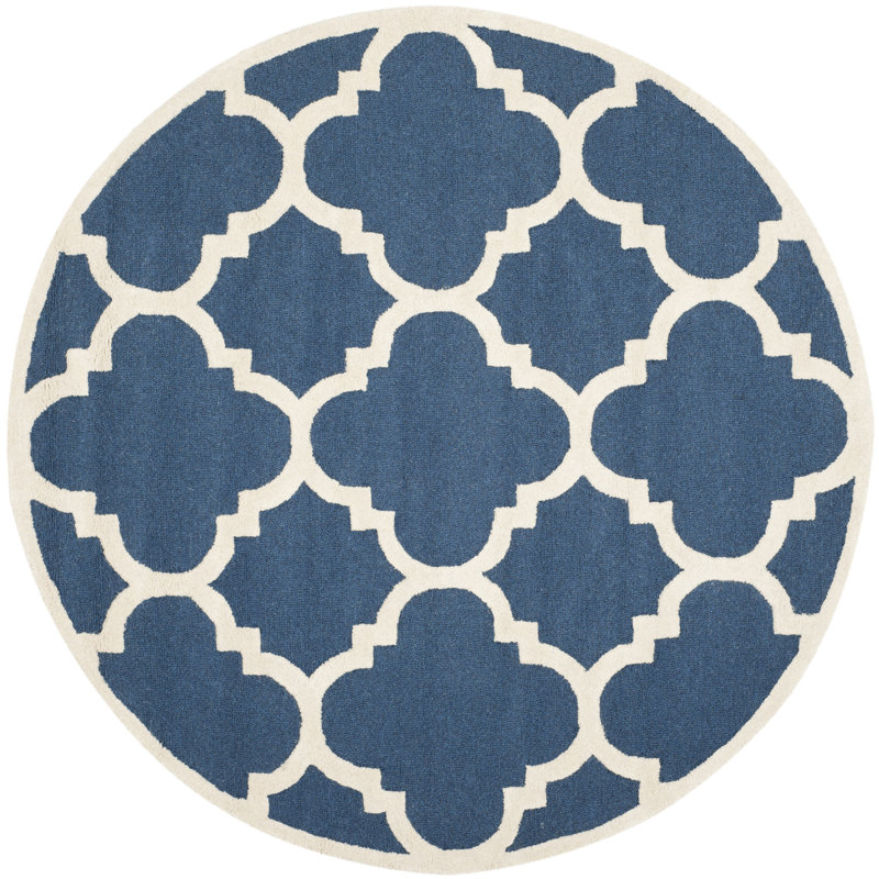 Cannen Hand Tufted Wool Geometric Rug, Round 8'