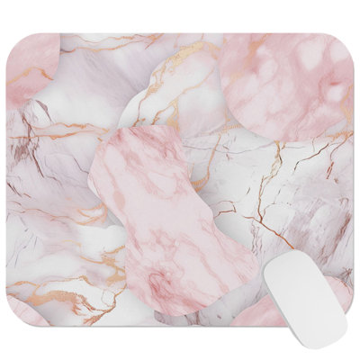 Abstract Pink Marble Geode Crystal VIII Modern Gaming Cute Office Laptop Desk Pad Gift Mat Square Rectangle Non-Slip Mousepad