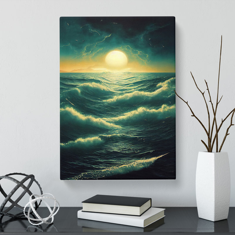 Seascape Painting Cyberpunk - Wrapped Canvas, 50cm H x 35cm W x 3cm D