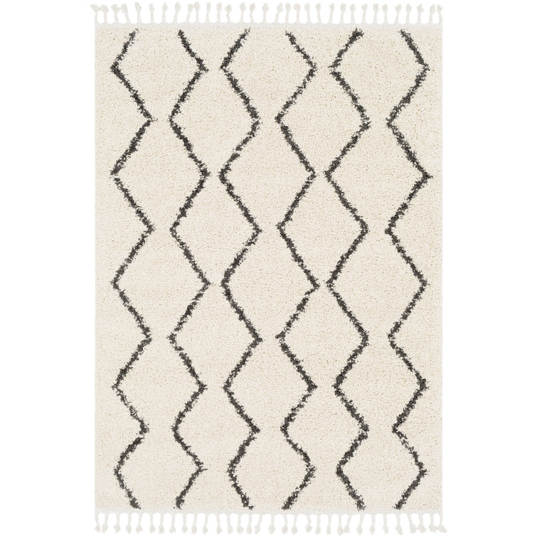 Mossy Moroccan Charcoal/Light Beige Area Rug