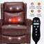 Fauteuil inclinable de massage manuel rouge en cuir véritable - Chaise berçante, pivotante, chauffante, de salon