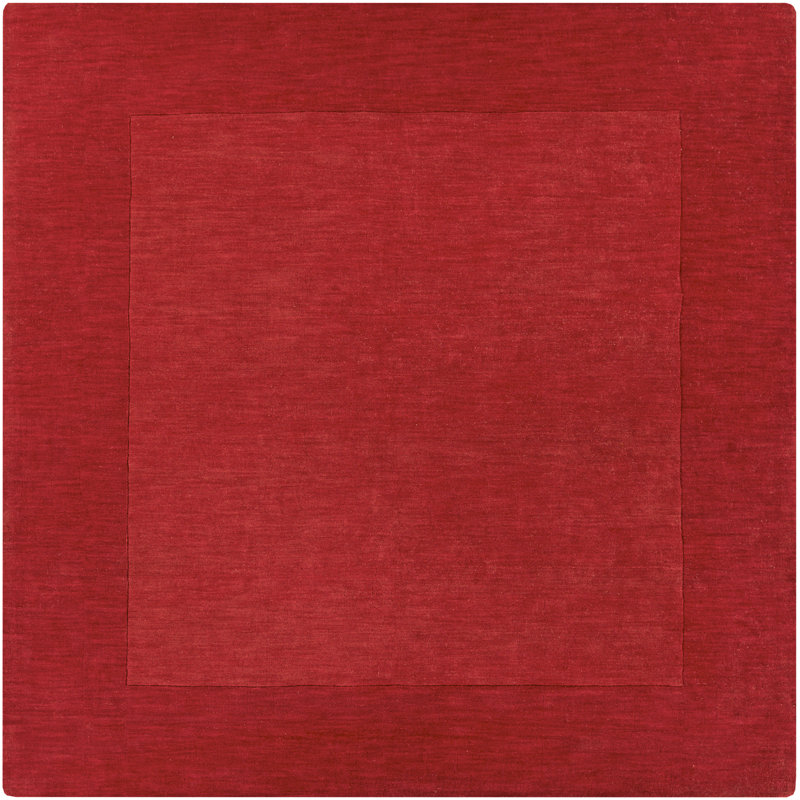 Tapis rouge / écarlate en laine tissé à la main Dolma, Carré 6 pi