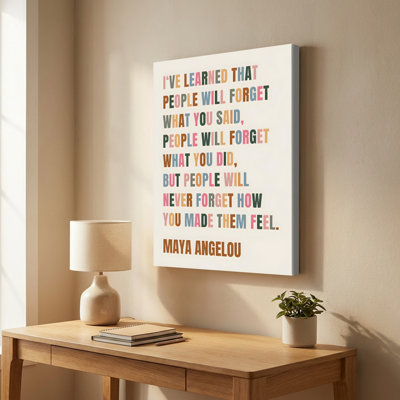 Portrait avec citation de Maya Angelou - Impression sur toile tendue sur châssis, style affirmé, 30,5 cm (H) x 20,3 cm (L), prête à accrocher