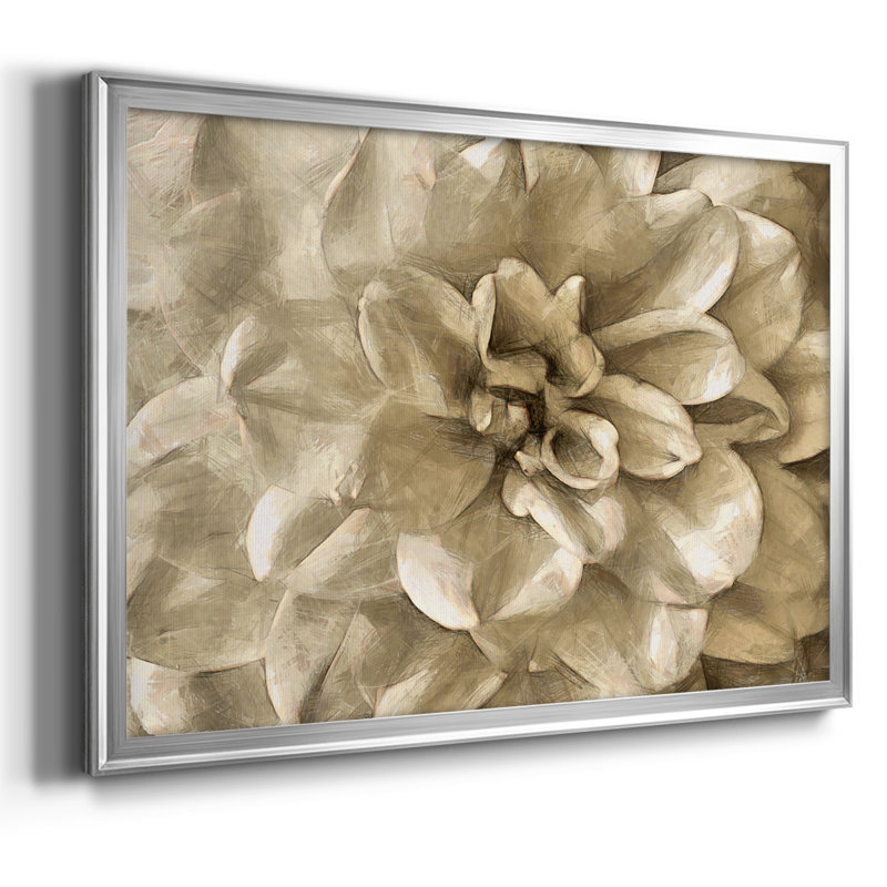 Neutral Wall Flower III, reproduction d'art sur toile encadrée, Argent, H 26 po x l 38 po x P 1,5 po