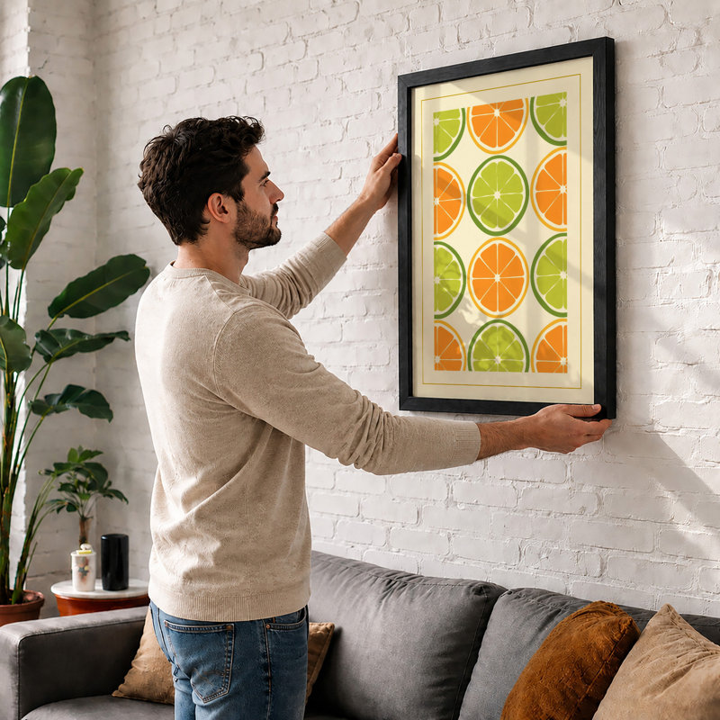 Citrus Grid Modern - Framed Print, A1 - 84.1 x 59.4 cm, Black