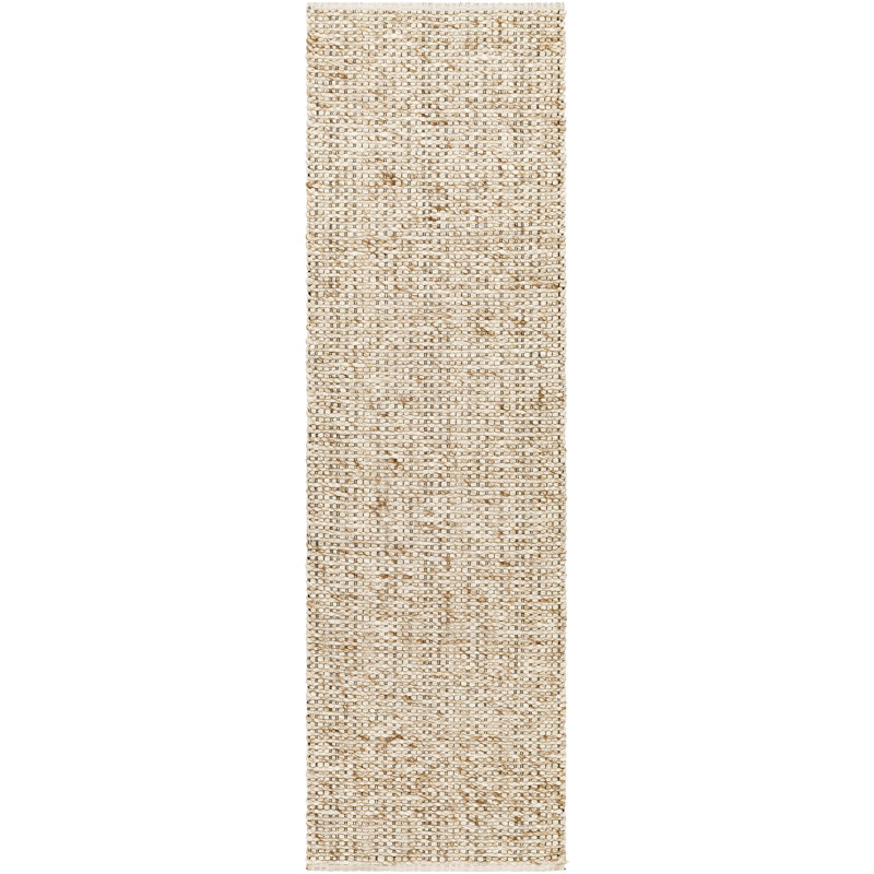 Wiltz Solid Color Flatweave Wool Area Rug in Beige/Black/Brown, Runner 2'6" x 8'