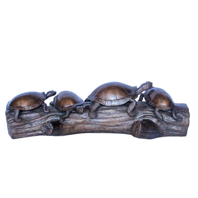 Statue en bronze avec quatre tortues sur un arbre, collection Nifao 39 po x 15 po x H 10 po