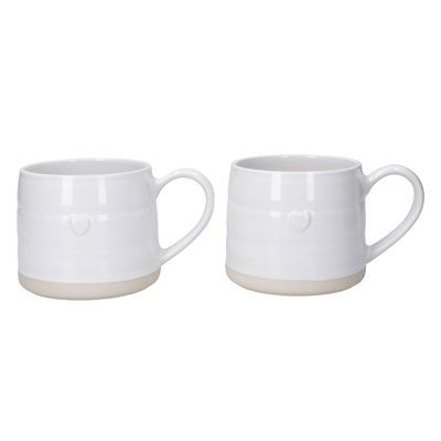 Mikasa Farmhouse Heart Stoneware Mugs, 380ml, White
