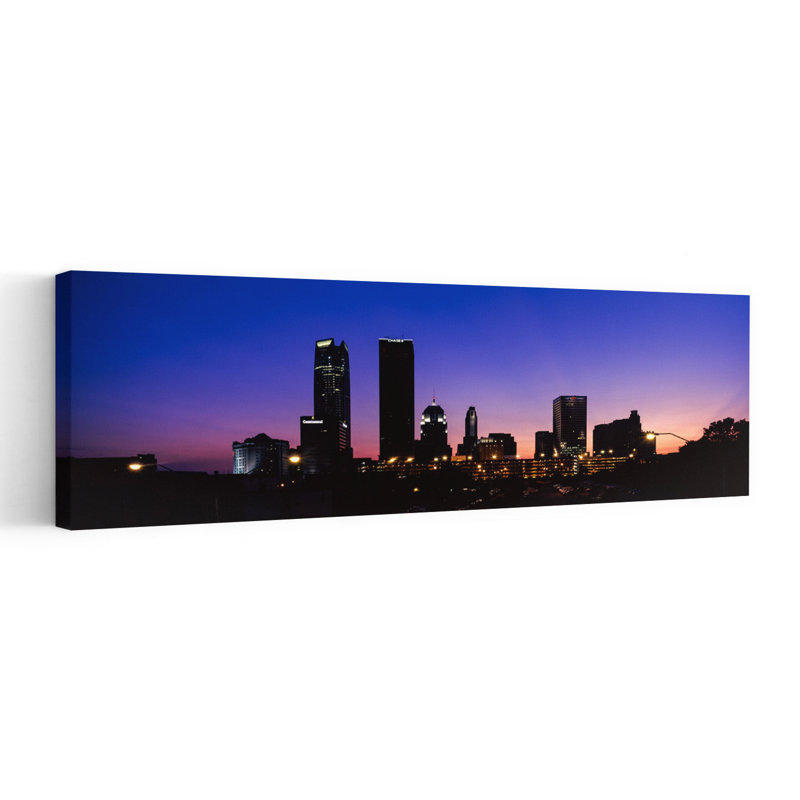 Downtown Skyline At Night Oklahoma City Oklahoma USA by Dan Merkel - Wrapped Canvas Panoramic Print, 50.8 cm H x 152.4 cm W