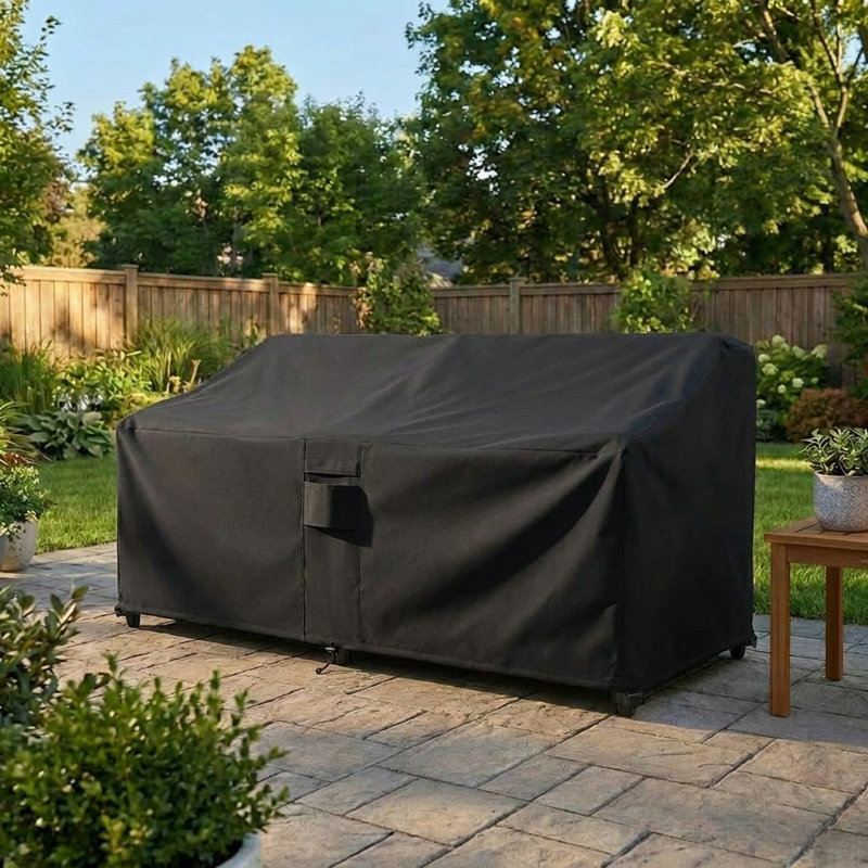Hyslop Weatherproof Patio Sofa Cover with Breathable, Durable Water-Resistant PVC Protection, Adjustable Elastic Hem, Click-Close Straps and Air Holes