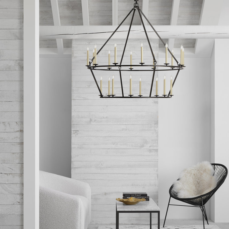 Chapman & Myers Darlana Two-Tier Chandelier, Aged Iron, 53.25" H x 50" W x 50" D