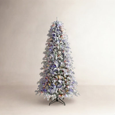 Flocked 7.5' Pre-Lit Cypress Christmas Tree