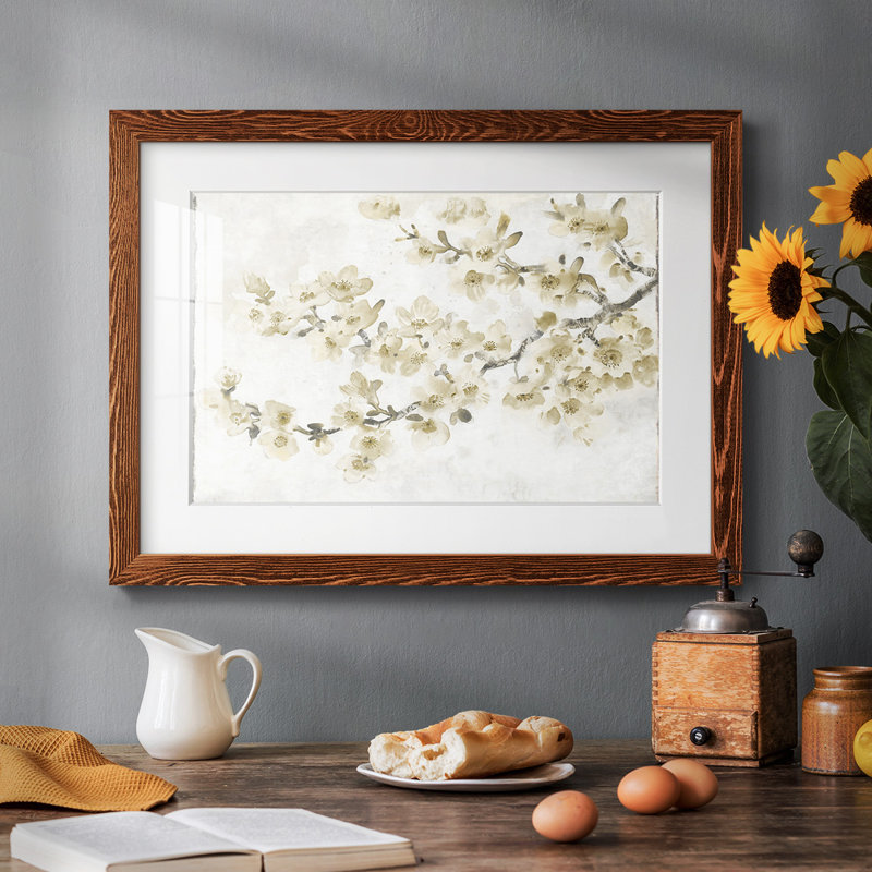 «Neutral Cherry Blossom Composition I», reproduction d'art encadrée, Érable, H 18 po x l 26 po x P 1,5 po