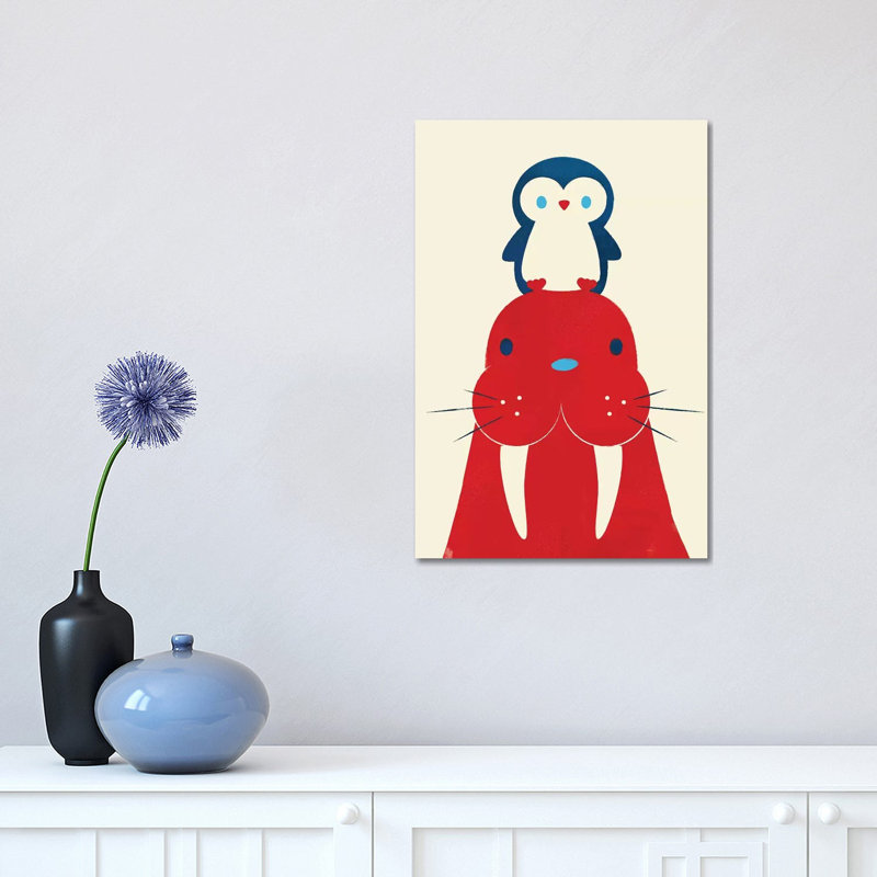 Penguin And Walrus by Jay Fleck - Wrapped Canvas Print, 30.48 cm H x 45.72 cm W