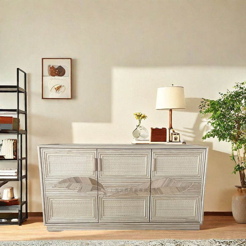 Armoire d'appoint en bois massif Simple Rattan Art