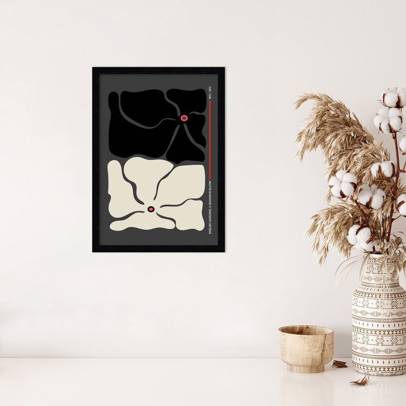 Two By Two Flower Grey by Frances Collett, 21" H x 15" W x 1" D, Black