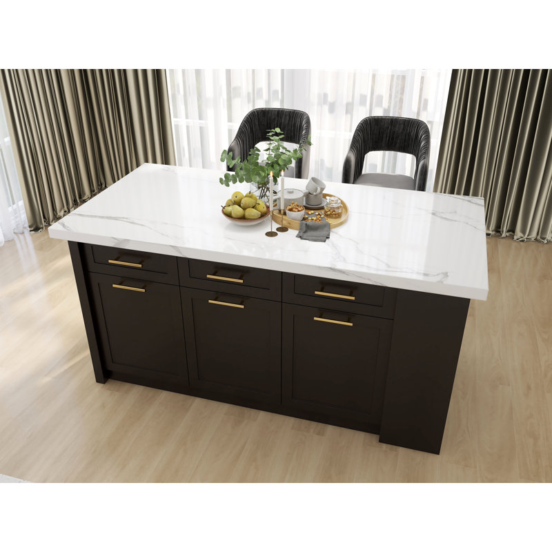 Ensemble d'îlot de cuisine 72 "avec rangement et 4 tabourets de bar modernes