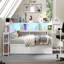 Structure de lit d'angle avec bibliothèque et 2 tiroirs de rangement sous le lit, lit moderne avec lumière DEL et station de charge, interchangeable gauche et droite-954719817-954719819