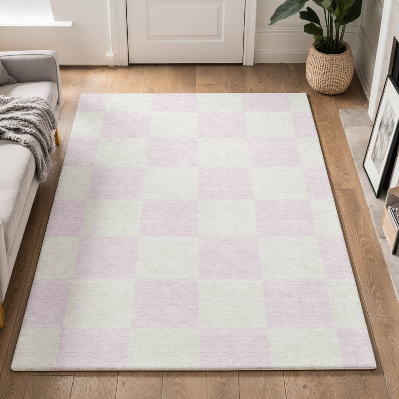 Tapis géométrique lavable à la machine de qualité supérieure Mayfield AMF2345, Rose, 8 pi x 10 pi
