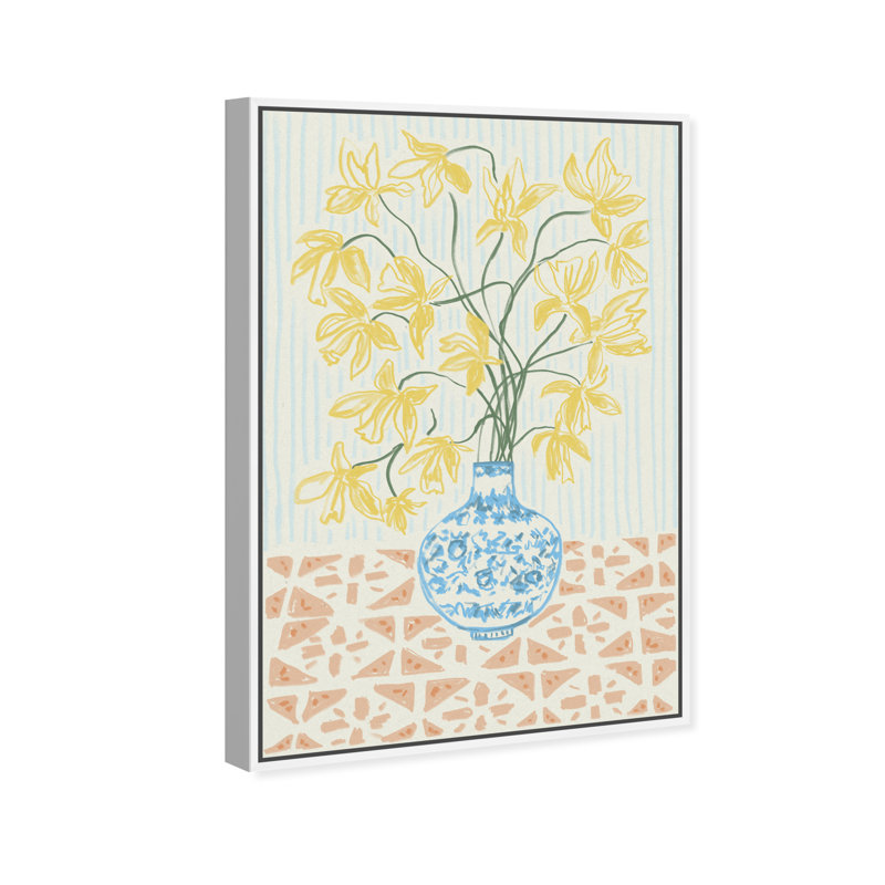 Yellow Iris Summer Print by Oliver Gal, 31"H x 21"W, White Floater Frame