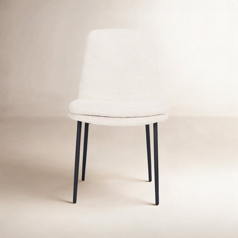 Mills 19'' H Upholstered Metal Side Chair, Cream