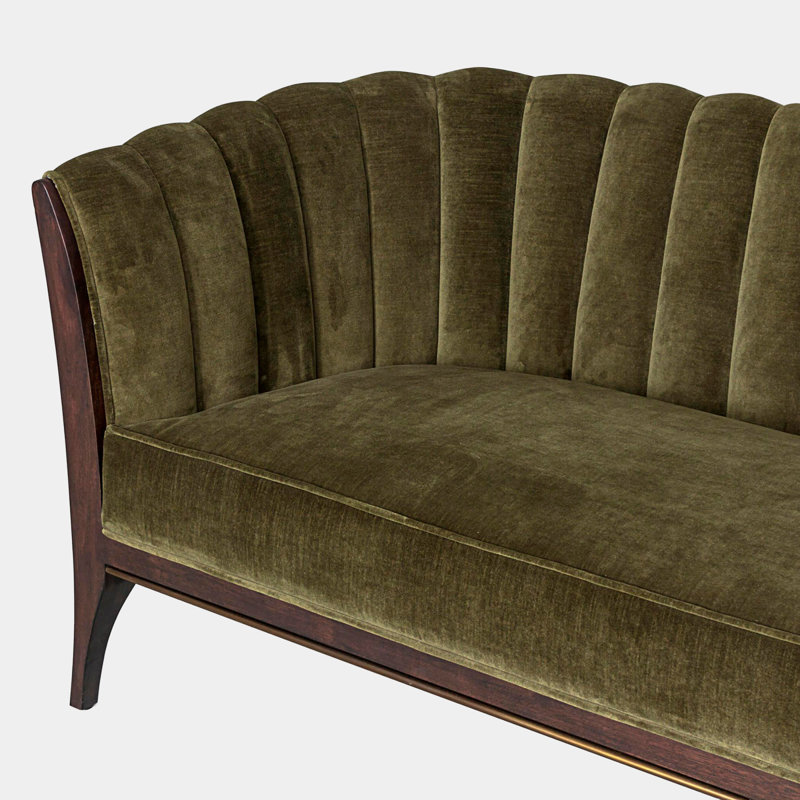 Channel Sofa, Dark Brown Wood, Muslin